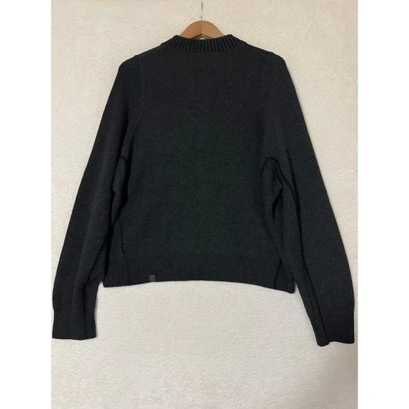 Lululemon Sweater Womens 12 Gray Merino Wool Zip Up Bomber Knit Jacket Cardigan - Picture 2 of 9